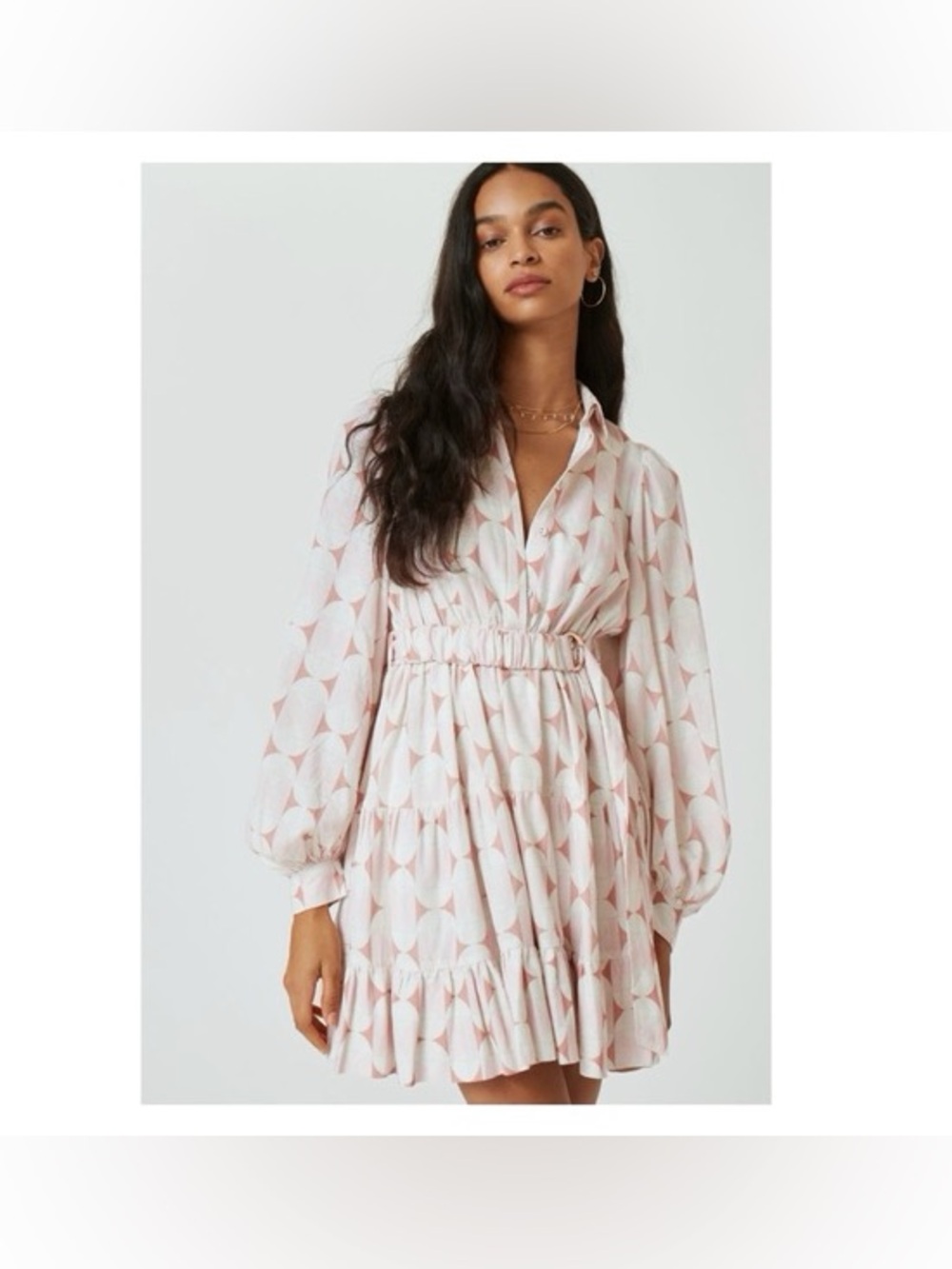 Bardot Pink Geometric Tie-Waist Mini Dress